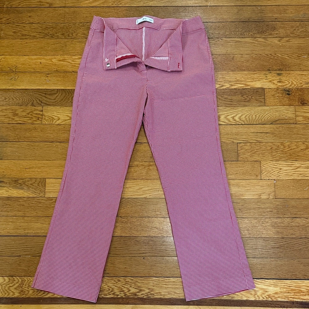 Mango Red and White Gingham Pants